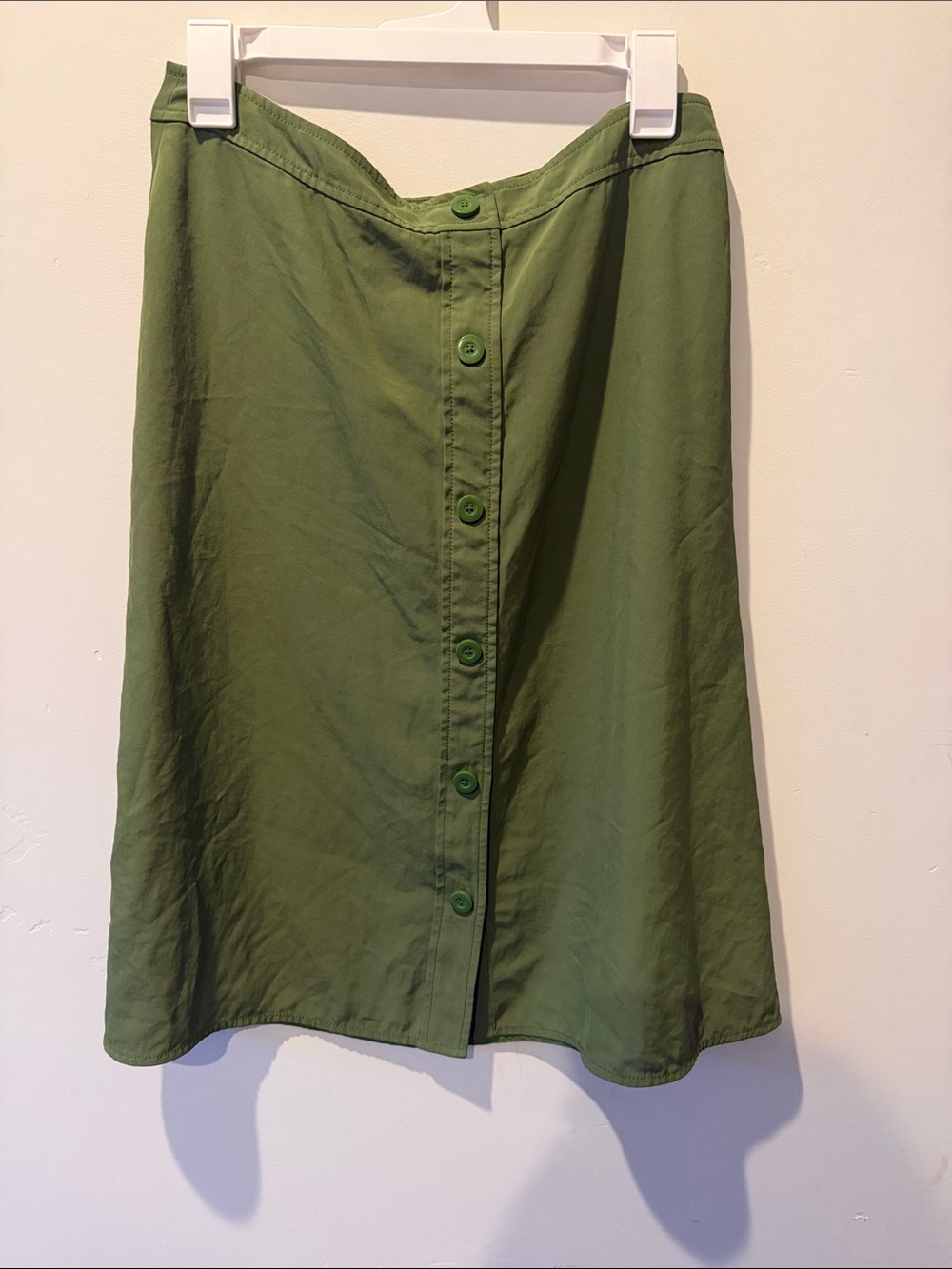 Everlane Olive Green Button-Front Midi Skirt